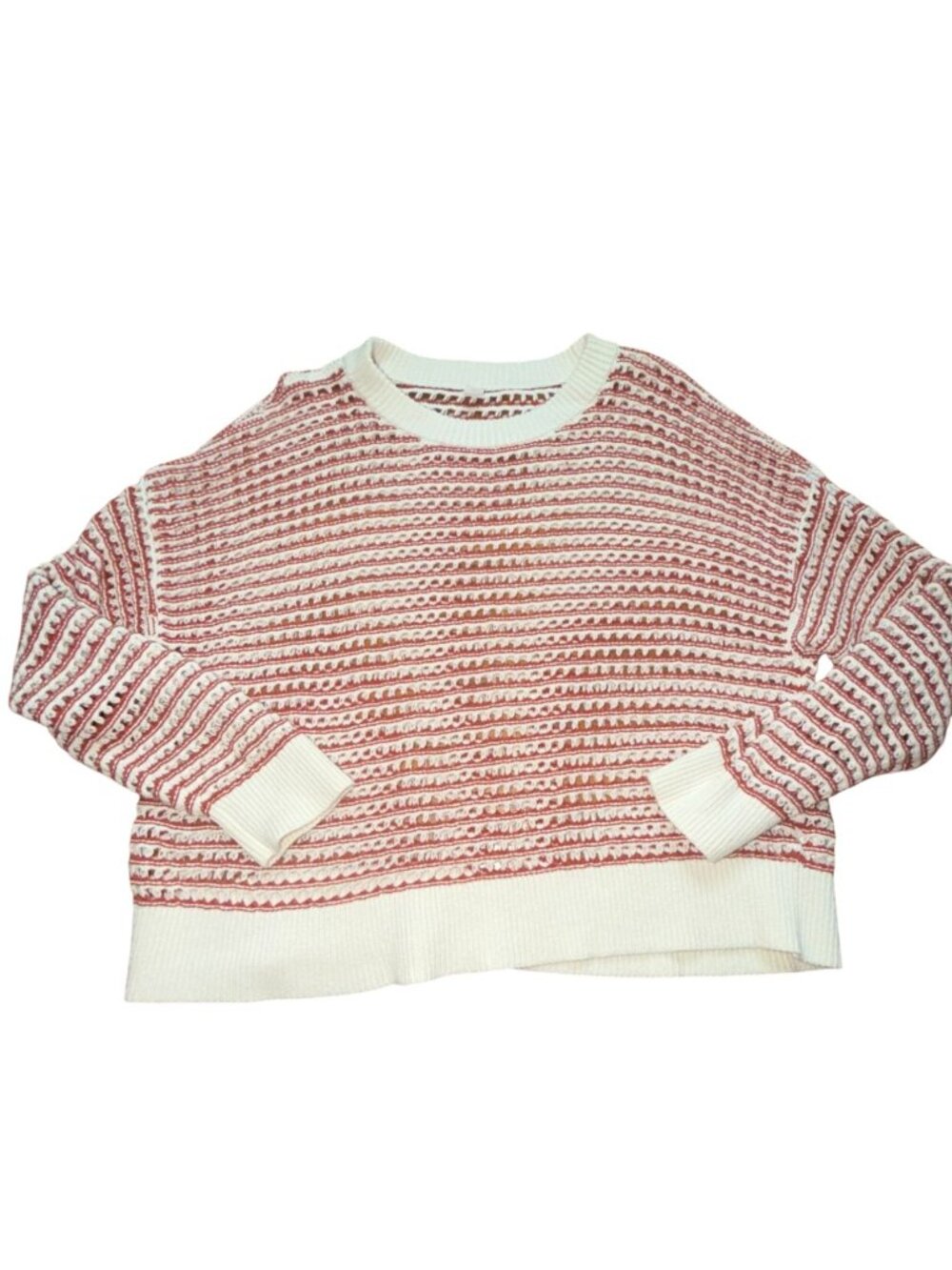 Old Navy Womens Red & White Striped Open-Stitch Sweater-L-GUC